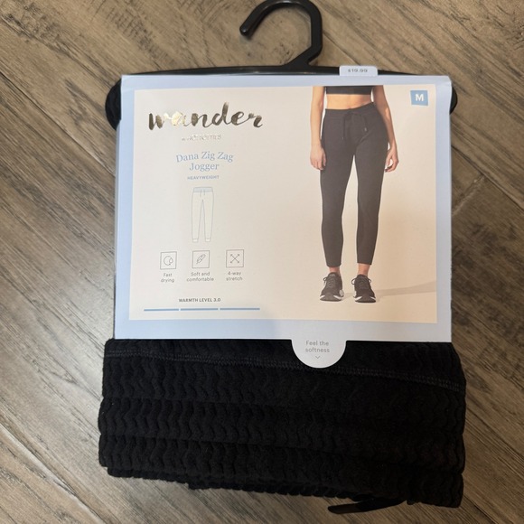 Wander by Hotties Joggers Dana Zig Zag‎ Heavyweight Warm Fleece Black Size M - Picture 1 of 5